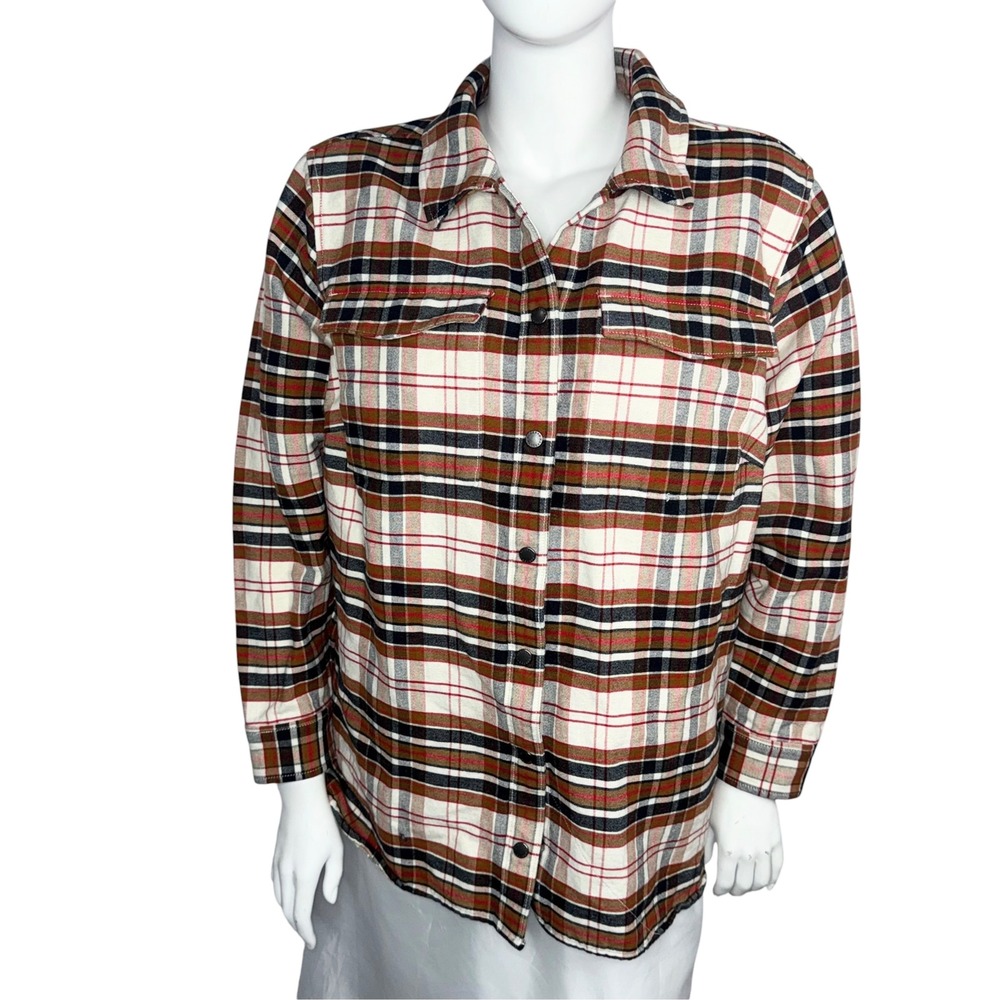 Alaskan Hardgear Duluth Trading Co Cross Haul Plaid Shirt Jacket 1X Brown Red